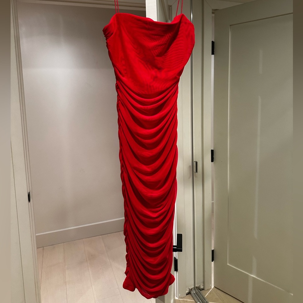 Red fitted dress